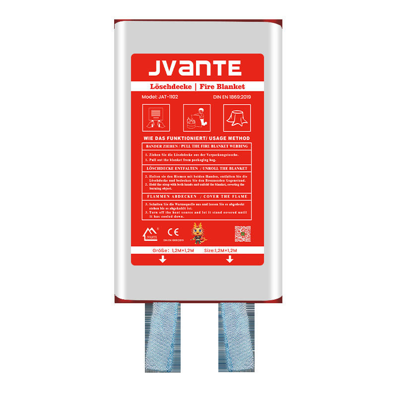 Box fiberglass fire blanket 1.2m*1.2m Color: white  Blue ribbon  Glass fiber material