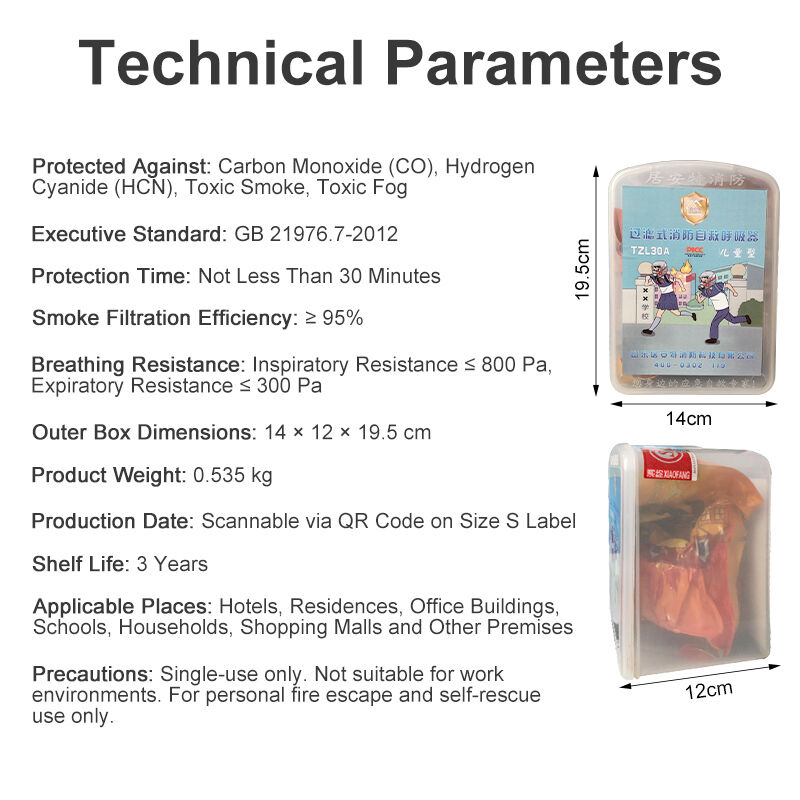 Children'S Filter Self Rescue Full Face Respirator Mask Adjustable Strap 30 Minute Protection Against CO, Smoke & Toxic Gases