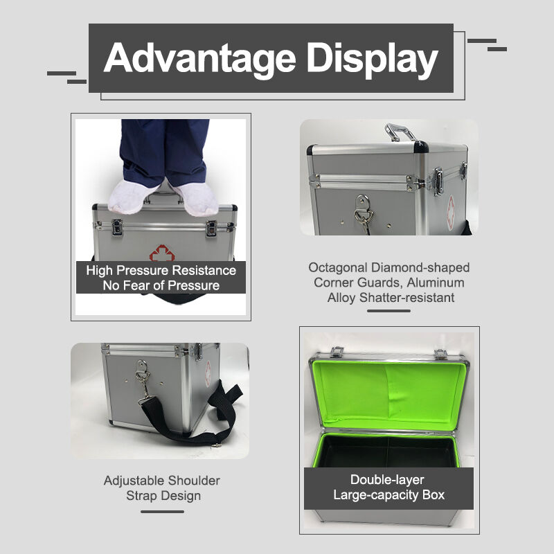 An empty aluminum alloy emergency medical kit for safety and protection